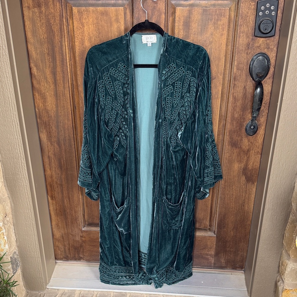 Johnny Was Teal Velvet Women's Kimono